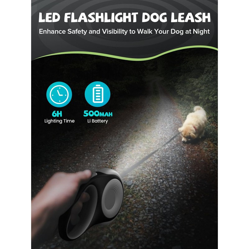 Retractable Dog Leash with LED Flashlight, Douexio Upgrade 3 in