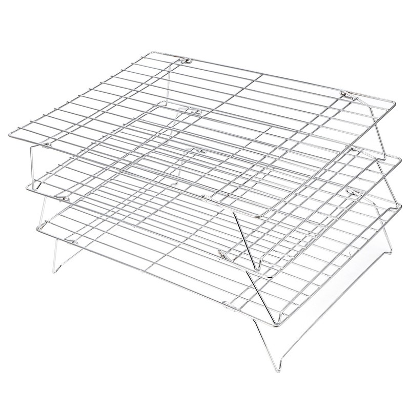3‑Tier Cooling Rack Collapsible Folding Legs for Cookies Cakes Kitchen