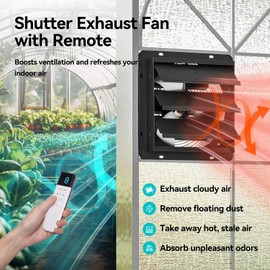 addlon 12 Shutter Exhaust Fan Wall Mounted with EC Motors and Remote Control, Timer, 8 Speeds, 1250CFM, Low Noise, Easy to Install, Plug in Ventilation Fan for Garages, Shops, Greenhouse, Attic