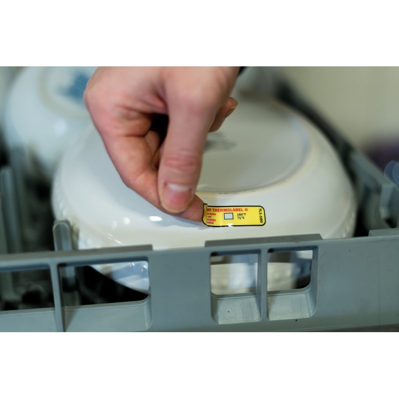 1-Temp Thermolabel 160°F/71°C Temperature Label for Dishwashers Pack of 24