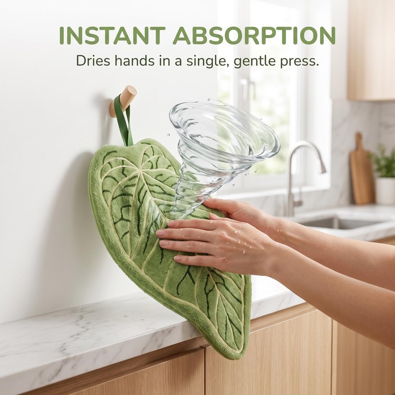 Leaf Hand Drying Towel Coral Fleece Kitchen Absorbent Quick Dry