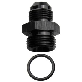 High Flow Radius Straight Aluminum 8AN Male Flare to 12AN ORB o ring Boss Port Fuel Pump Rail Adapter Fitting, Black