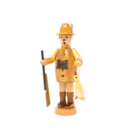 Drechslerei Friedbert Uhlig, incense smoker no. 005, forester with duck, burned, 25 cm high, turned from regional wood, real handmade from the Ore Mountains, Christmas, wood art, real wood