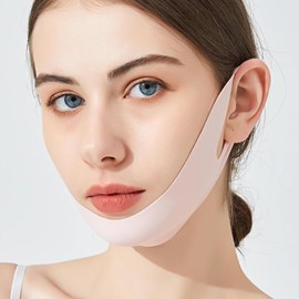 Ear Shape Face Mask, V Facelift, Face Lifting, Lifting, Double Chin Sagging, Sleeping, Daily Face Shaping Mask (Pink)