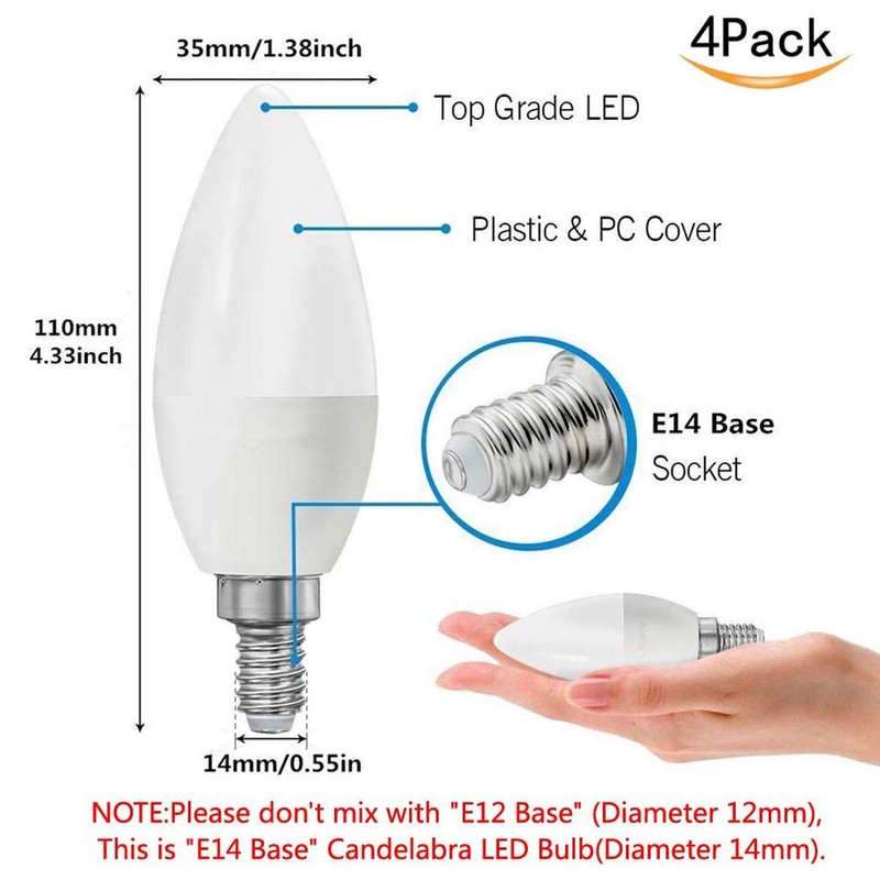 CTKcom LED Candelabra Light Bulbs E14 7W , Equivalent 60