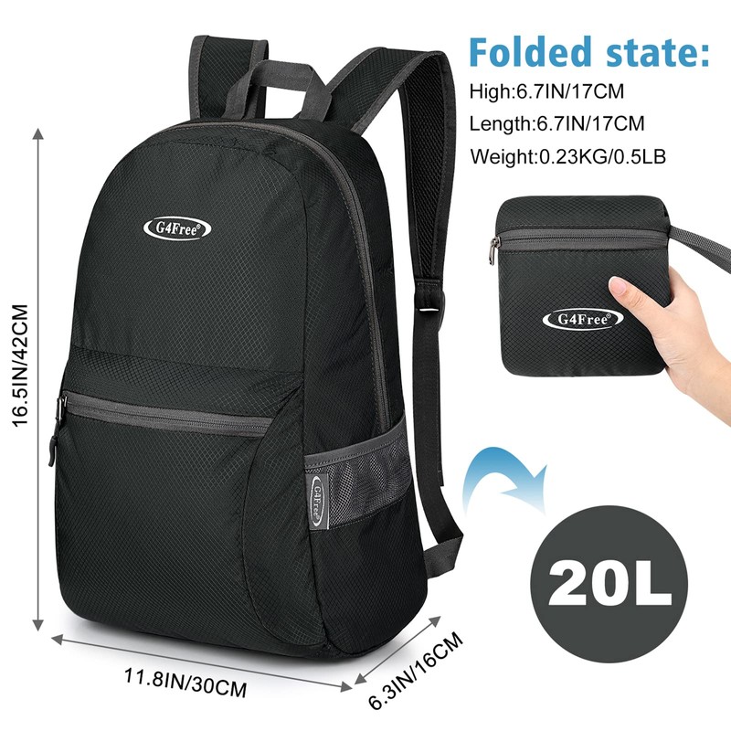 G4Free 20L Ultra Lightweight Foldable Backpack Packable Water Resistant Daypack