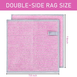 6Pcs Non Scratch Wire Dishcloth Multipurpose Wire Dishwashing Rags for Wet and Dry,Metal Scrubbers for Cleaning Dishes,Dual-Sided Kitchen Cleaning Cloths with Mesh (Pink)