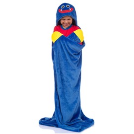 Poppy Playtime Huggy Wuggy Plush Super Soft Game Hooded Blanket Throw with Embroidered Face 50" x 60"