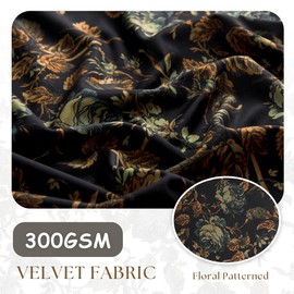 StangH Black Floral Curtains for Kitchen Window, Vintage Decorative Velvet Tie Up Drape Rod Pocket Adjustable Light Blocking Tier Curtain for Living Room, W34 x L45, 1 Panel