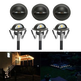 FVTLED Pack of 6 Warm White LED Deck lights kit Φ1.38" Outdoor Garden Yard Decoration Lamp Recessed Pathway Step Warm White LED Lighting, Black
