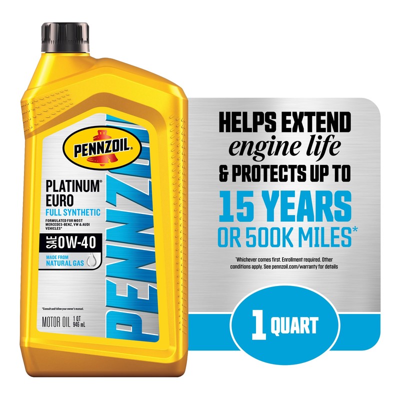 Pennzoil Platinum Euro Full Synthetic 0W-40 Motor Oil, 1 Quart