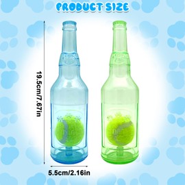 Aerbee 2Pcs Crunchnplay Bottle Toy for Dogs, Interesting Squeaky Dog Toys, Rubber Water Bottle Toys with Tennis Ball, Outdoor Interactive Dog Toys Dogs Dental (Blue+Green)
