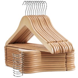 UINICOR Wooden Hangers - 20 Pack - Slim Wooden Suit Hangers Coat Hangers for Closet, Heavy Duty Hangers Precisely Cut Notches Wood Hangers,Clothes Hangers for Shirt Suit Dress Light Natural