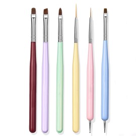 6PCS Nail Art Brushes Set, Nail Brushes for Nail Polish Nail Design Brush Gel Nail Brush for Nail Extension Nail Art Liner Brush Nail Dotting Pen Tools Multifunctional Nail Brushes for Nail DIY