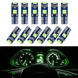 HEVLE 12PCS T5 LED Bulb, led dash light bulbs, 3030 Chips Super Bright 74 73 37 2721 LED Light Bulbs Canbus Error Free for Auto Car Dashboard Dash Instrument Panel Gauge (Green)