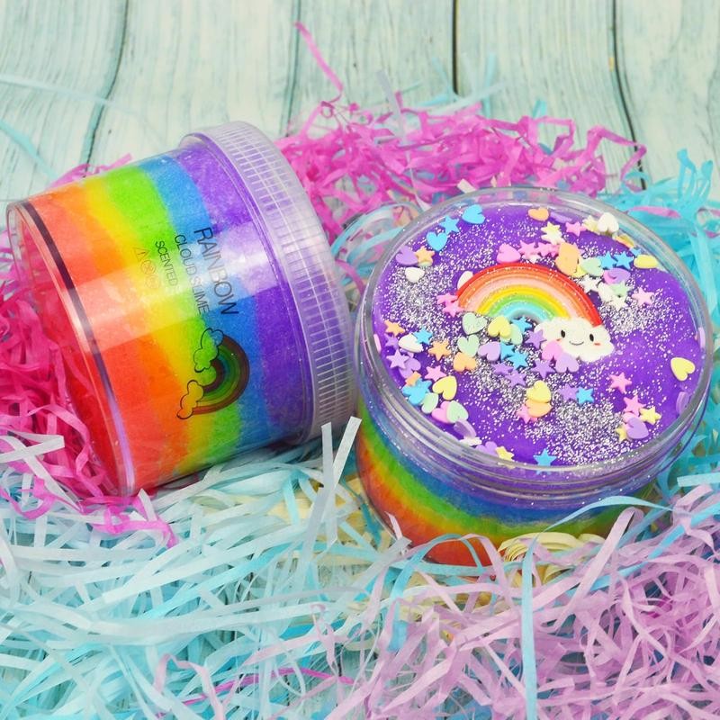 Rainbow Cloud Slime,Non-Sticky and Super Soft Scented Slime,Stress Relief Toy