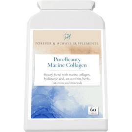 PureBeauty Marine Collagen, Capsules, with Hyaluronic Acid, Biotin, Vitamin C, E, B3 & Minerals, for Hair, Skin, Nails, Bones, Joints, Oxidative Stress, Forever & Always Supplements