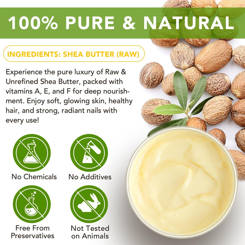 Btefls Pure Organic Shea Butter Raw, Unrefined Body & Face