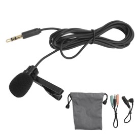 3.5mm Lavalier Lapel Microphone Clip on Hands Free Microphone for Interview MeetingBlack