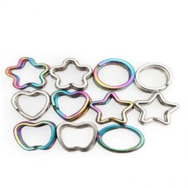 10pcs Rainbow Heart Star Keychain Keyring Set DIY Type D 5pcs BL09359 100ea