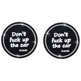 QKWL 2PCS Car Cup Holder Coasters, Car Accessories for Women, Non-Slip Wear Resistant and Beautiful, Round Coasters Suitable for Most Car Cup Holders (Black)