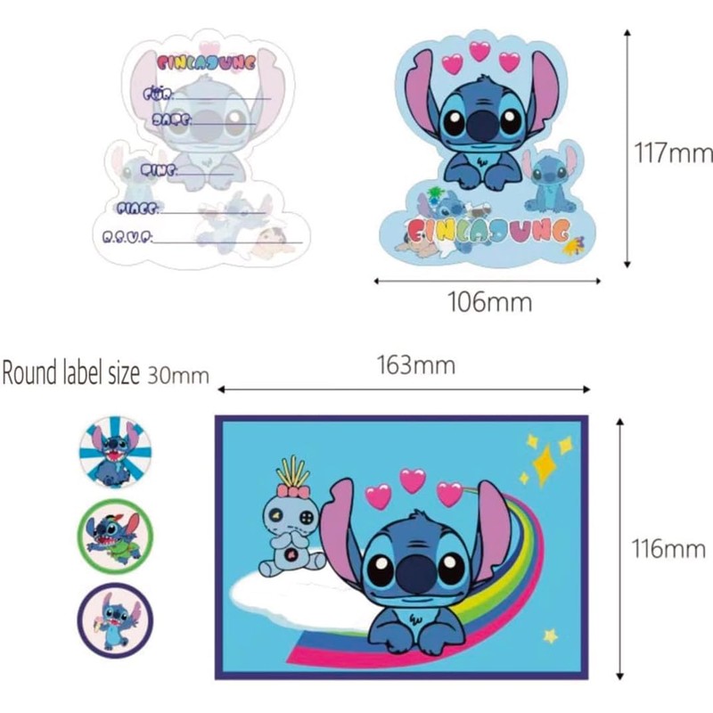 Themed Happy Birthday Invitation Stitch Cards & Envelopes& stickers-12 PSC