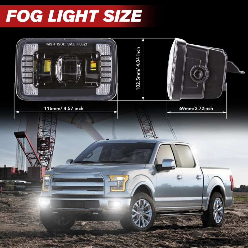 BICYACO LED Fog Lights with DRL Daytime Running Light Compatible
