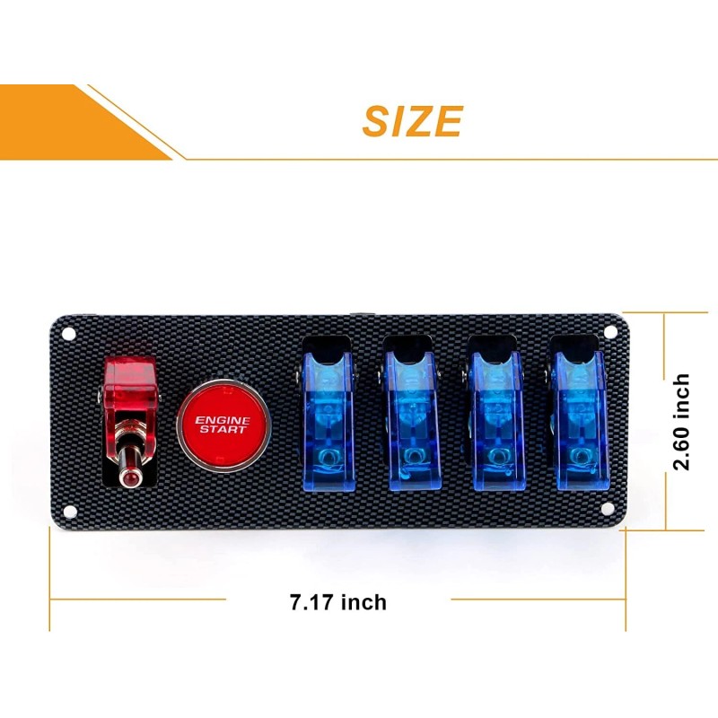 VEHITO Carbon Ignition Switch Panel Car Racing SwitchPanel with LED