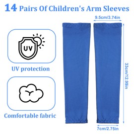 Falzqq 14 Pairs Arm Sleeves for Kids, UV Sun Protection Compression Cover Cooling Arm Sleeves for Sport Football Baseball Basketball Volleyball Boy Girl Toddler