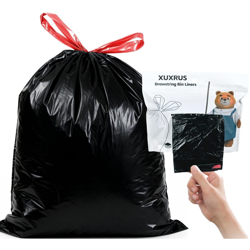 XUXRUS 2.6 Gallon Small Black Bathroom Trash Bags, 60 Count