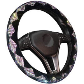 ZONETECH Luxe Diamond Bling Steering Wheel Cover – Premium Crystal Encrusted with Elegant PU Leather Backing