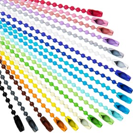 Ball Bead Metal Chain Mixed Color Bead Metal Chain with Connectors for Hanging Christmas Ornament, Jewelry Findings, Key Chain, Tags, Craft Projects (100 Pieces)