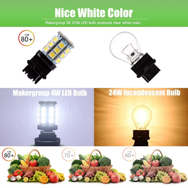Makergroup S8 3156 Wege LED Bulbs, S-8 3156K Plastic Base