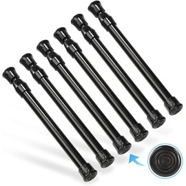 Goowin Tension Rods, 15.7 inches (40 cm), Set of 6, 9.8 - 15.7 inches (25 - 40 cm), Tension Rod, Strong, Load Capacity: 6.6 lbs (3 kg), No Drilling Required, Telescopic Rod, Gap Storage, Divider Storage, Black