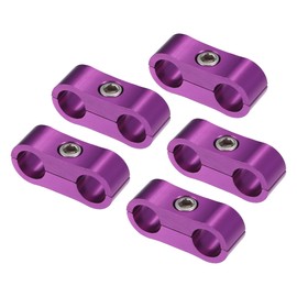 X AUTOHAUX 5 Pcs AN4 Hose Separator Clamps for Oil Fuel Hose Replacement Purple