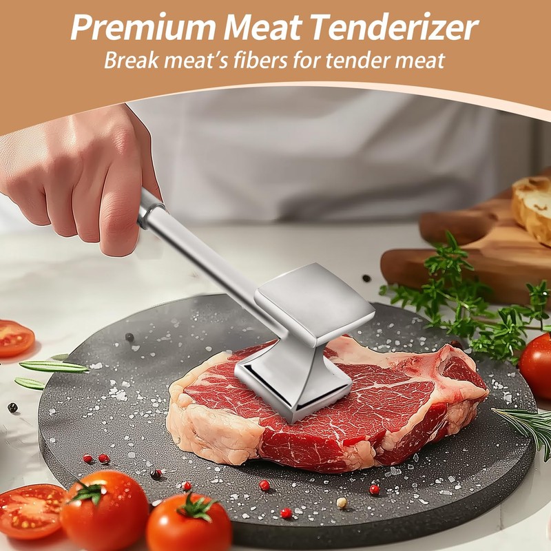 Yopinmall Meat Tenderiser Stainless Steel, Double-Sided Non-Stick Schnitzel Tenderiser Meat