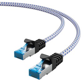 Lumonic CAT8.1 Patchkabel S/FTP 0,5m | RJ45 | Weiß Blau Premium Nylon Optik | Ethernet LAN | Netzwerkkabel