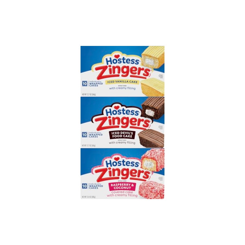 Hostess Zingers Variety - Chocolate, Vanilla, Raspberry - 3 Boxes