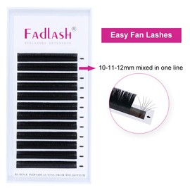FADLASH Easy Fan Volume Lashes Multi Length Hybrid Volume Eyelash Extensions Black Self Fanning Lash Extensions Supplies (0.07-D, Camellia 10 11 12mm)