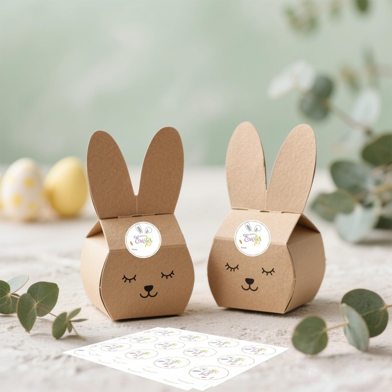 SerpizePaty 60Pcs Happy Easter Stickers, 2" Easter Bunny Stickers