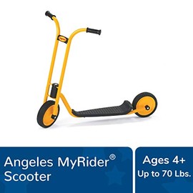 Angeles MyRider Scooter, Yellow â Perfect for Young Riders Ages 4+, Encourages Active Play, Supports Up to 70lbs., Durable Design, Extra-Long Sturdy Footplate, Solid Tires and Built-In Safety Features