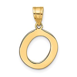 Real and Solid 14K Yellow Gold Polished Bubble Letter O Initial Pendant