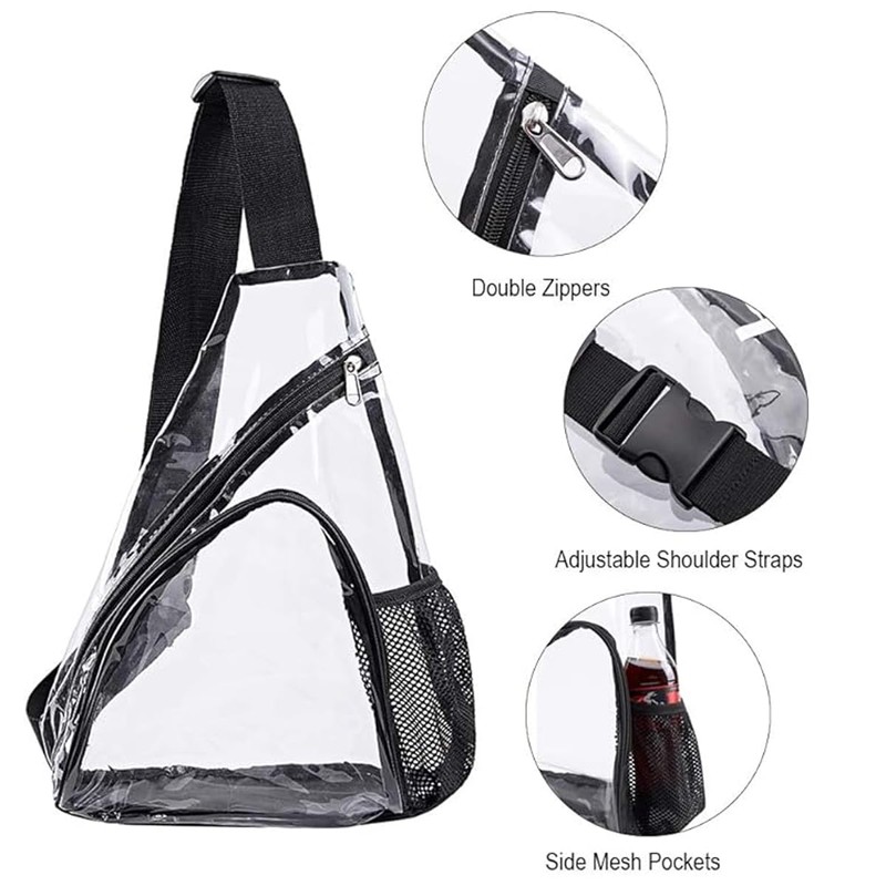 AIMALL Clear PVC Crossbody Backpack, Waterproof Adjustable Shoulder Strap Bag,