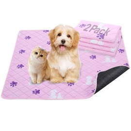 JISEN Washable Pee Pads for Dogs 2 Pack Reusable Puppy Pads Pet Training Pads Waterproof Dog Mat Absorbent Non Slip Reusable Dog Training Pads 32x36 Inch Pink
