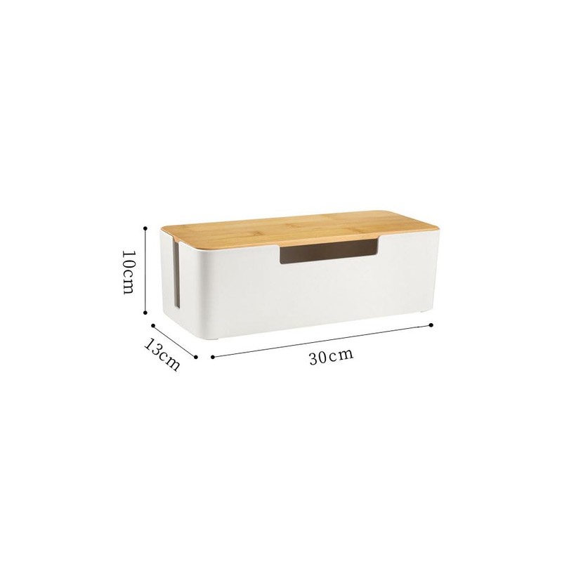 BUYSK ABS Cord Organizer Box with Wooden Lid, Cable Management