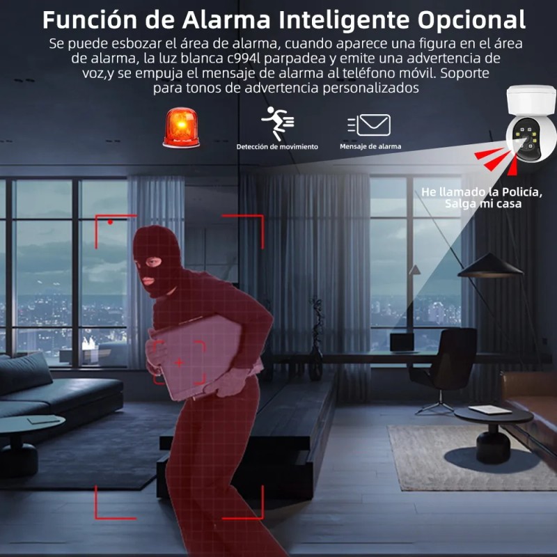 Cámara Seguridad 5mp*355°wifi Hd Led Monitoreo Llamadas Voz