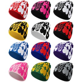 Toulite 12 Pieces Y2K Beanie Spider Web Beanie Gothic Graphic Beanies Outdoor Winter Warm Knitted Hat for Men Women (Multicolor,Modern)