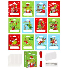36 Pack Christmas Money Holders for Gift Cash, Christmas Cards Money Holder Ornaments with Plastic Cover and Adhesive for Christmas Decoration, 12 Design (36 Pcs)