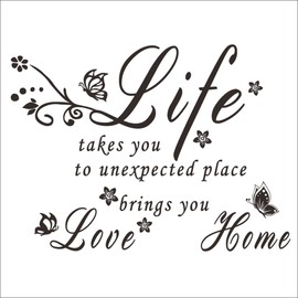 Hi-Shop Life Takes You to Unexpected Places, Love Brings You Home Quote Decors Wall Saying Decals Quote for Home Wall Stickers Living Room Wall Decor(2)