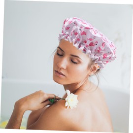 Vaguelly 2pcs Flamingo Shower Caps for Women Stylish Bathing Hair Protection for Daily Use and Beauty Treatments